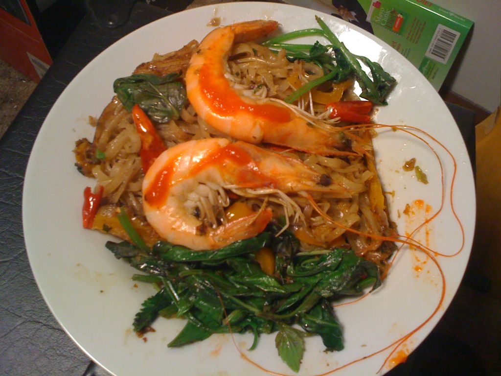 Shrimp and Noodles w/Greens