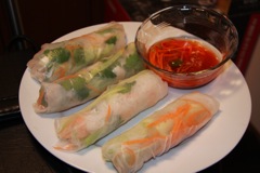 Vegie Spring Rolls and Sauce